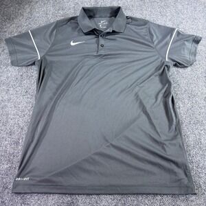 Nike Polo Shirt Mens Large Gray Dri-FIT Short Sleeve Performance Golf Swoosh